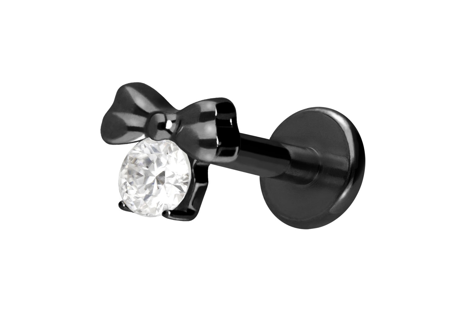 Titan Labret Piercing mit Innengewinde SCHLEIFE + KRISTALL